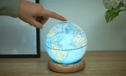 - Atlas Globe Lamp - Lightblue Mini White Ash base^Gingko Hot