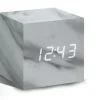 - Wooden Cube Click Clock Marble / White LED*Gingko Discount