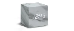 - Wooden Cube Click Clock Marble / White LED*Gingko Discount