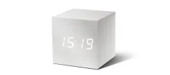 - Wooden Cube Click Clock White / White LED^Gingko Sale