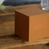 - Wooden Cube Click Clock Copper / Red LED*Gingko Online