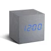 - Wooden Cube Click Clock Aluminium / Blue LED^Gingko New