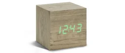 - Wooden Cube Click Clock Ash / Green LED^Gingko Best