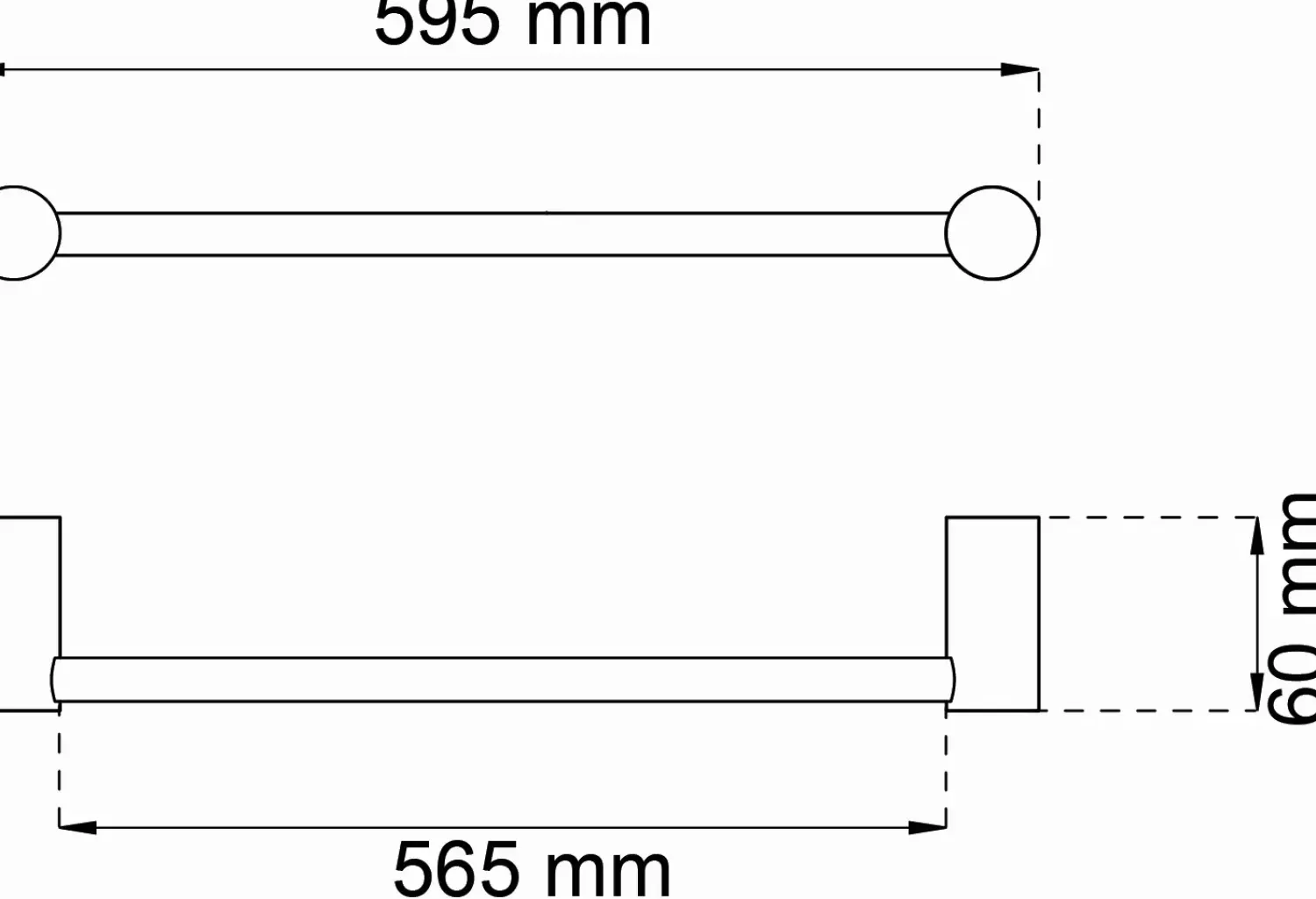 - Håndklædestang enkelt 1368 - Sort - B: 59,5 cm*Habo Outlet
