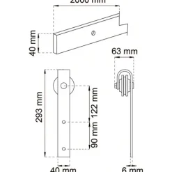 - Skydedørsbeslag til frontmontering - Sort*Habo Hot