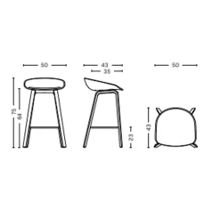 - Barstol - AAS 32 - About A Stool - Hvid 2.0 - Ben: lakeret Eg - Lav model, H65*Hay Clearance