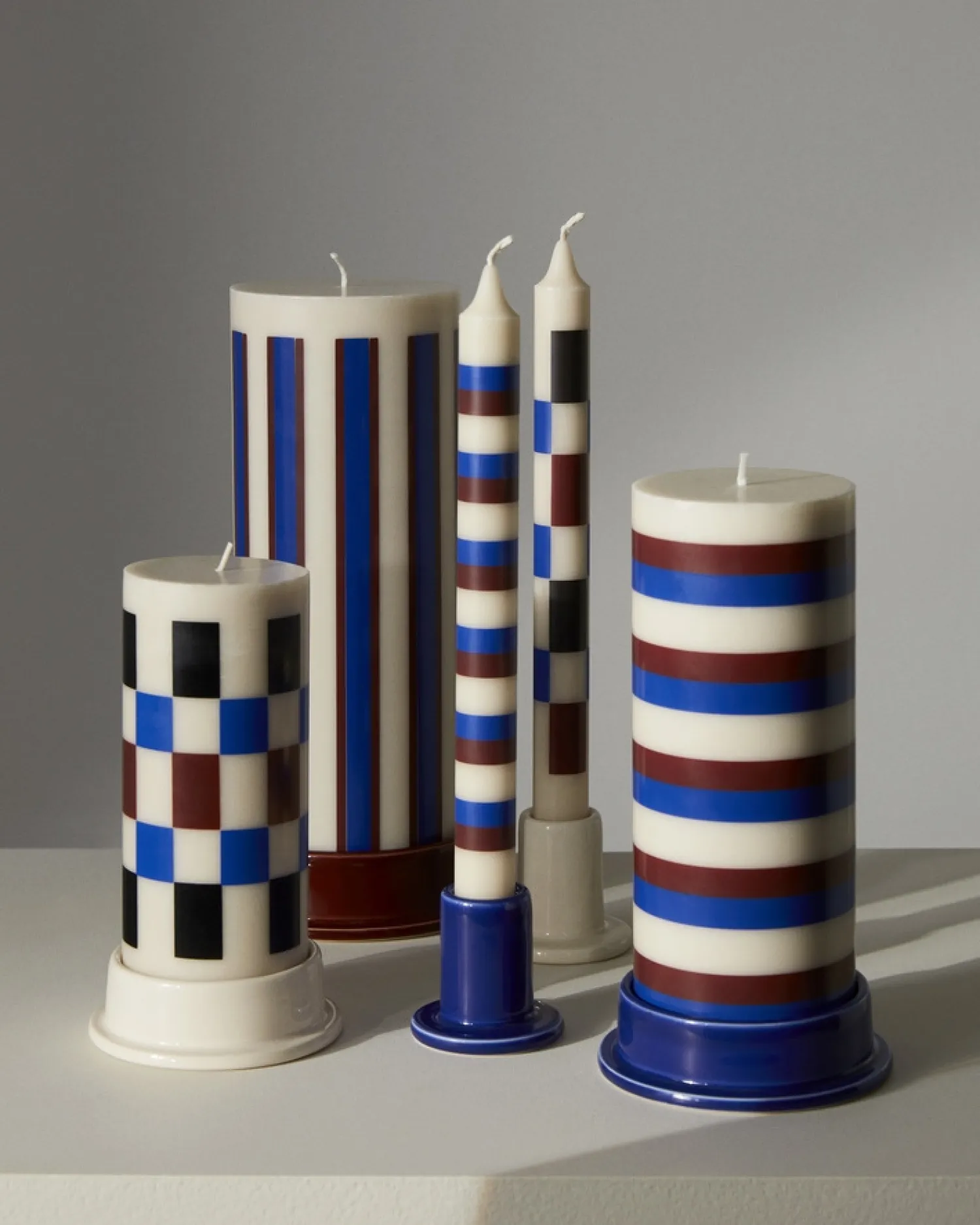 - Bloklys - Column - Large - Off-White, Brown & Blue*Hay Online