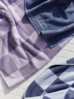 - Check Hand Towel (Organic) - W50 x L90 - Steel Blue - Steel blue - 329^Hay New