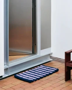 - Coco Door Mat - Stribe Wave - Lavender & Navy - Lavender and navy - 619*Hay