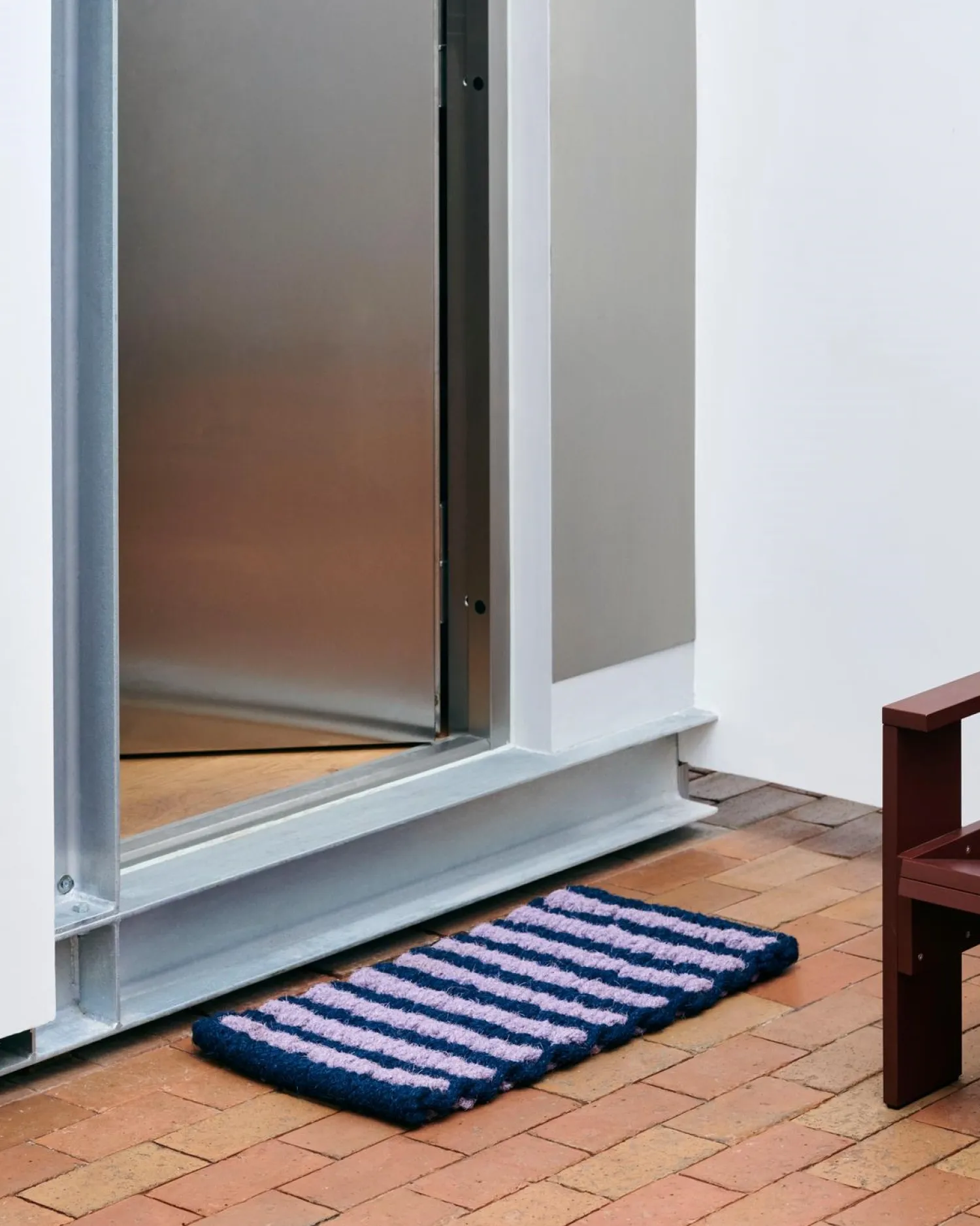 - Coco Door Mat - Stribe Wave - Lavender & Navy - Lavender and navy - 619*Hay