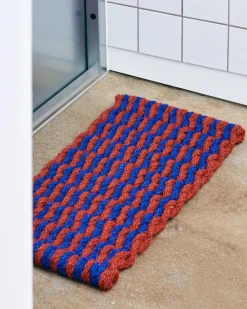 - Coco dørmåtte - Stripe Wave - Brown & Navy - 40x80 cm*Hay Online