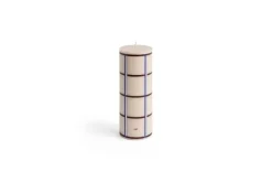 - Column Candle - Off-white, bordeaux, blue and silver*Hay