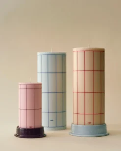 - Column Candle - Off-white with blue grid check^Hay Outlet