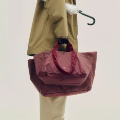 - Grid Weekend Bag - Small - Burgundy^Hay Hot