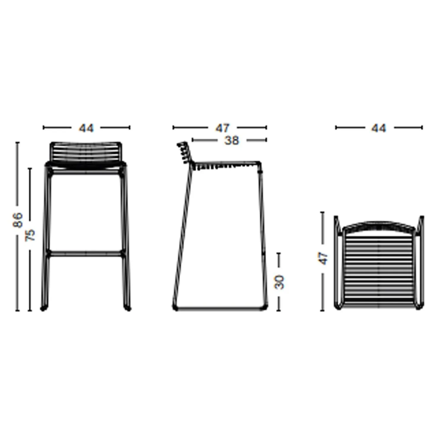 - Hee barstol - Grå - Høj model*Hay