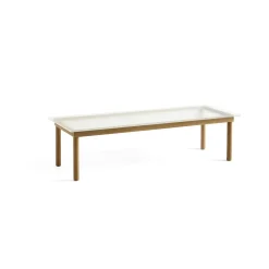 - Kofi Table - 140 x 50 cm - ben lakeret eg og klar reeded glasplade^Hay Online