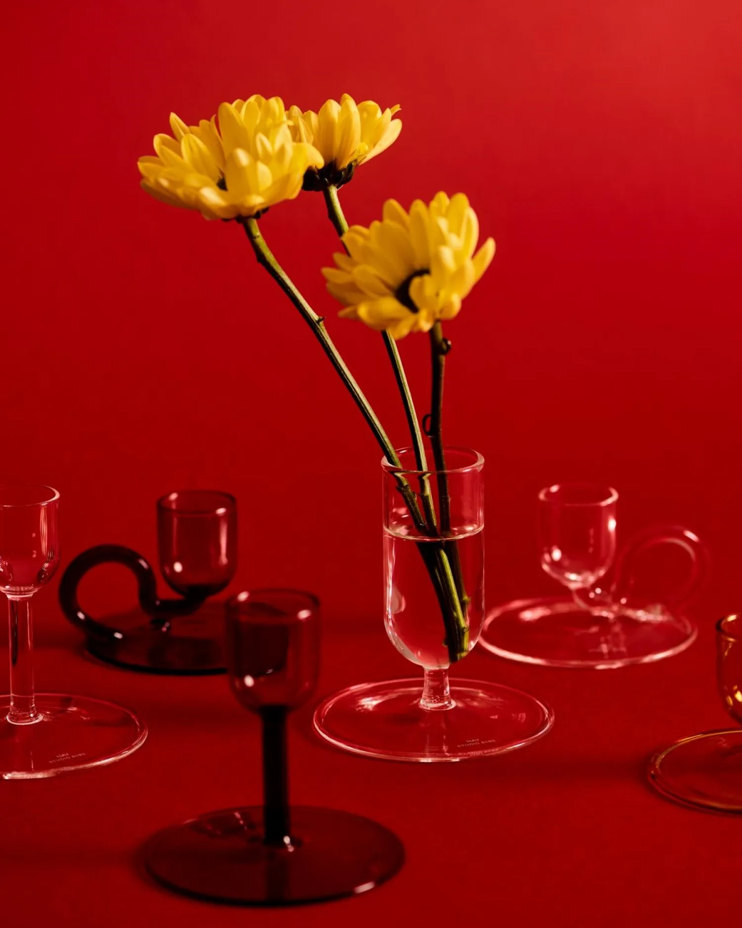 - Lysestage - Tiny - Curved - Clear - Højde 5 cm^Hay New