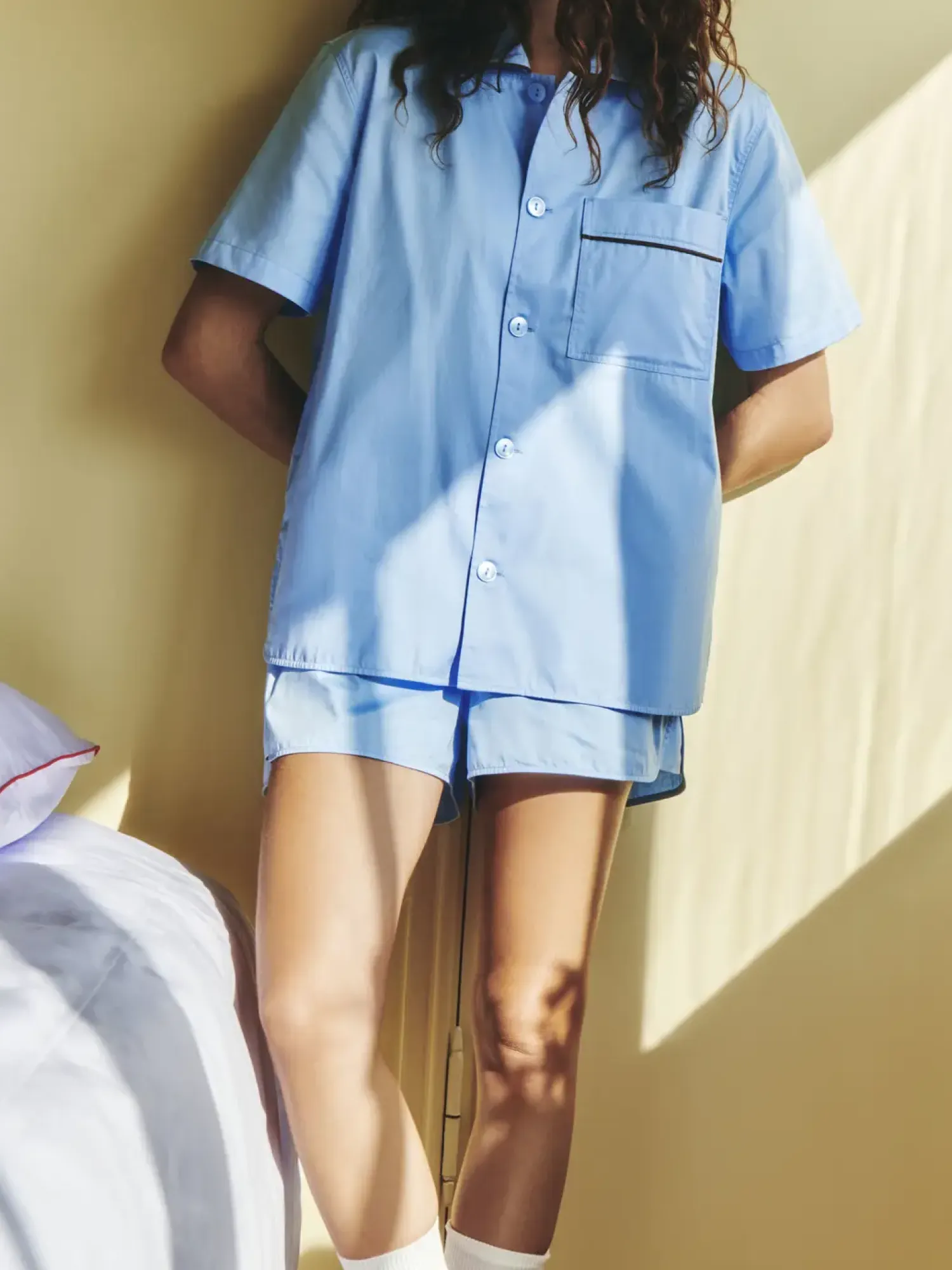 - Outline Pyjama - Kortærmet Shirt - XS/S - Soft Blue*Hay Hot