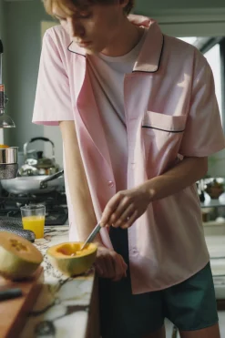 - Outline Pyjama - Kortærmet Skjorte - S/M - Soft Pink*Hay Hot