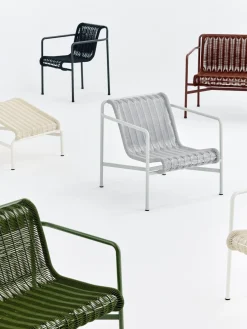 - Palissade Cord Lounge Chair Low - Sky grey^Hay Hot