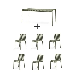 Hay - Palissade sæt - bord + 6 stole - Olive - 6 chairs^ Sale
