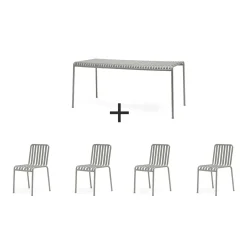 Hay - Palissade sæt - bord + 4 stole - Sky grey - Lysegrå^ Outlet