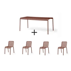 Hay - Palissade sæt - bord + 4 stole - Iron red* Clearance