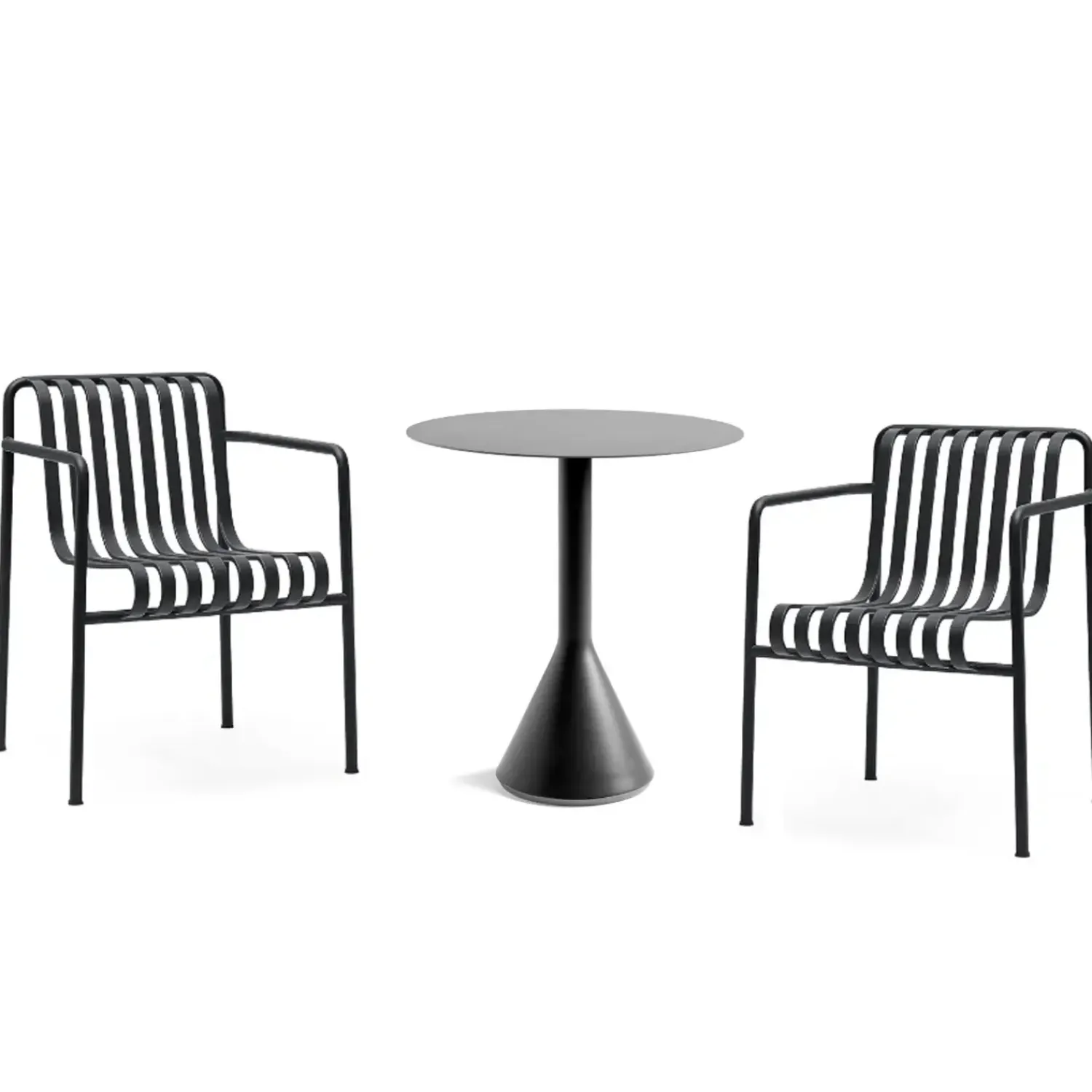 Hay - Palissade sæt - Cone bord ø 70 cm og to spisebordsstole - Anthracite* Hot