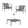 Hay - Palissade sæt - Lounge bord lav + 2 lounge stole lav - Anthracite* New