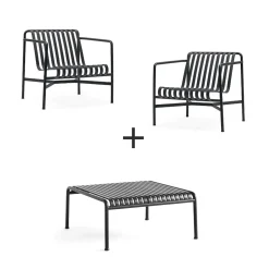 Hay - Palissade sæt - Lounge bord lav + 2 lounge stole lav - Anthracite* New