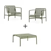 Hay - Palissade sæt - Lounge bord lav + 2 lounge stole lav - Olive^ Hot