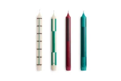 - Pattern Candle - Greens and bordeaux, Set of 4^Hay Discount