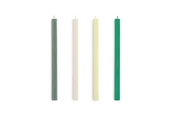 - Square Candle - Greens and whites, Set of 4*Hay Sale