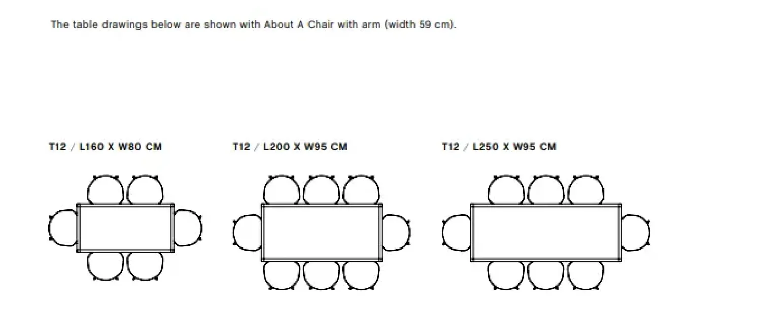 - T12 bord - sort længde 160 cm^Hay Discount