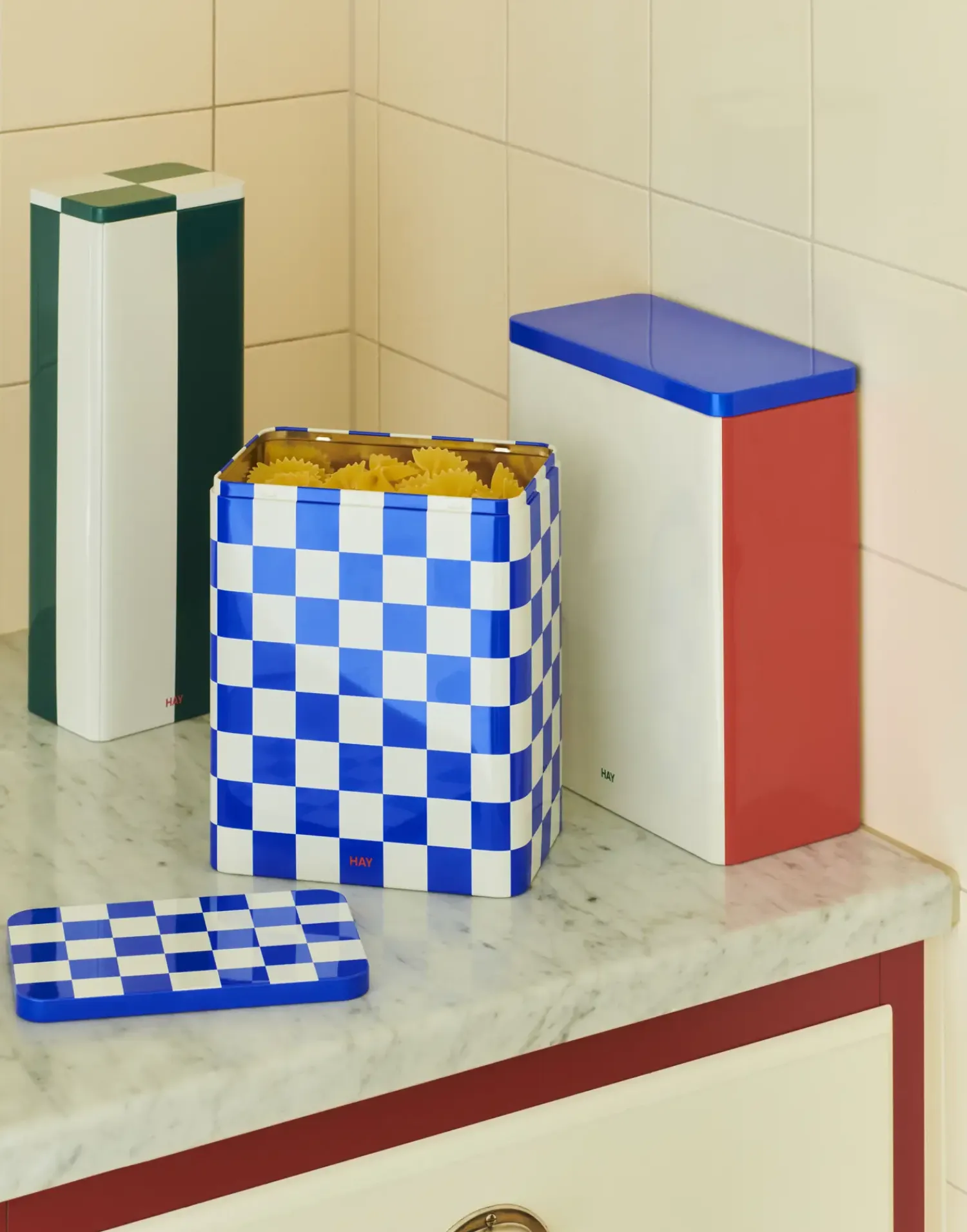 - Tin Container - Large - Blue/Off-White*Hay Sale