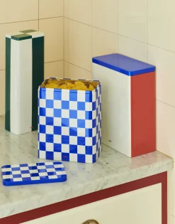 - Tin Container - X-large - Off-white/Blue/Red*Hay Best