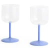 - Tint Wine Glass - Clear and jade light blue^Hay Clearance