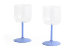 - Tint Wine Glass - Clear and jade light blue^Hay Clearance