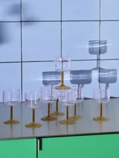 - Vinglas - Tint Wine Glass - Set of 2 / Pink and Yellow*Hay Best