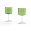 - Vinglas - Tint Wine Glass - Set of 2 / Green and Pink^Hay Outlet