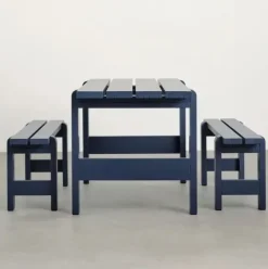 Weekday bænk - 140 cm - Blå - Steel Blue - Lakeret Fyrretræ / Pinewood*Hay Online