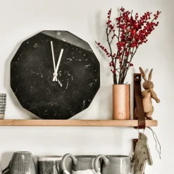 - Marble Nero Vægur, Sølv Ø28*Hemverk Outlet