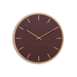 - Vægur - Lys Eg/Burgundy - Guld visere - Ø38 cm^Hemverk Outlet