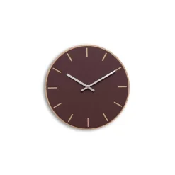 - Vægur - Lys Eg/Burgundy - Sølv visere - Ø28 cm^Hemverk New