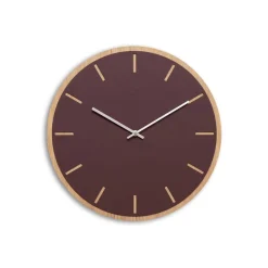 - Vægur - Lys Eg/Burgundy - Sølv visere - Ø38 cm^Hemverk Outlet