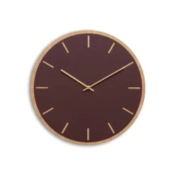 - Vægur - Lys Eg/Burgundy - Kobber visere - Ø38 cm*Hemverk