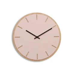 - Vægur - Lys Eg/Powder Dusty Rose - Sorte visere - Ø38 cm*Hemverk Online