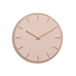 - Vægur - Lys Eg/Powder Dusty Rose - Guld visere - Ø38 cm^Hemverk