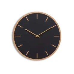 - Vægur - Lys Eg/Sort - Guld visere - Ø38 cm*Hemverk Clearance