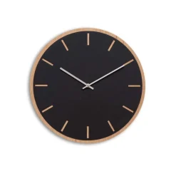 - Vægur - Lys Eg/Sort - Sølv visere - Ø38 cm*Hemverk New